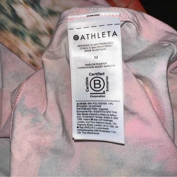 Athleta Marlow Renewed Blooms Pink/Orange Multi V-Neck Athleisure Romper Size M - Picture 9 of 9